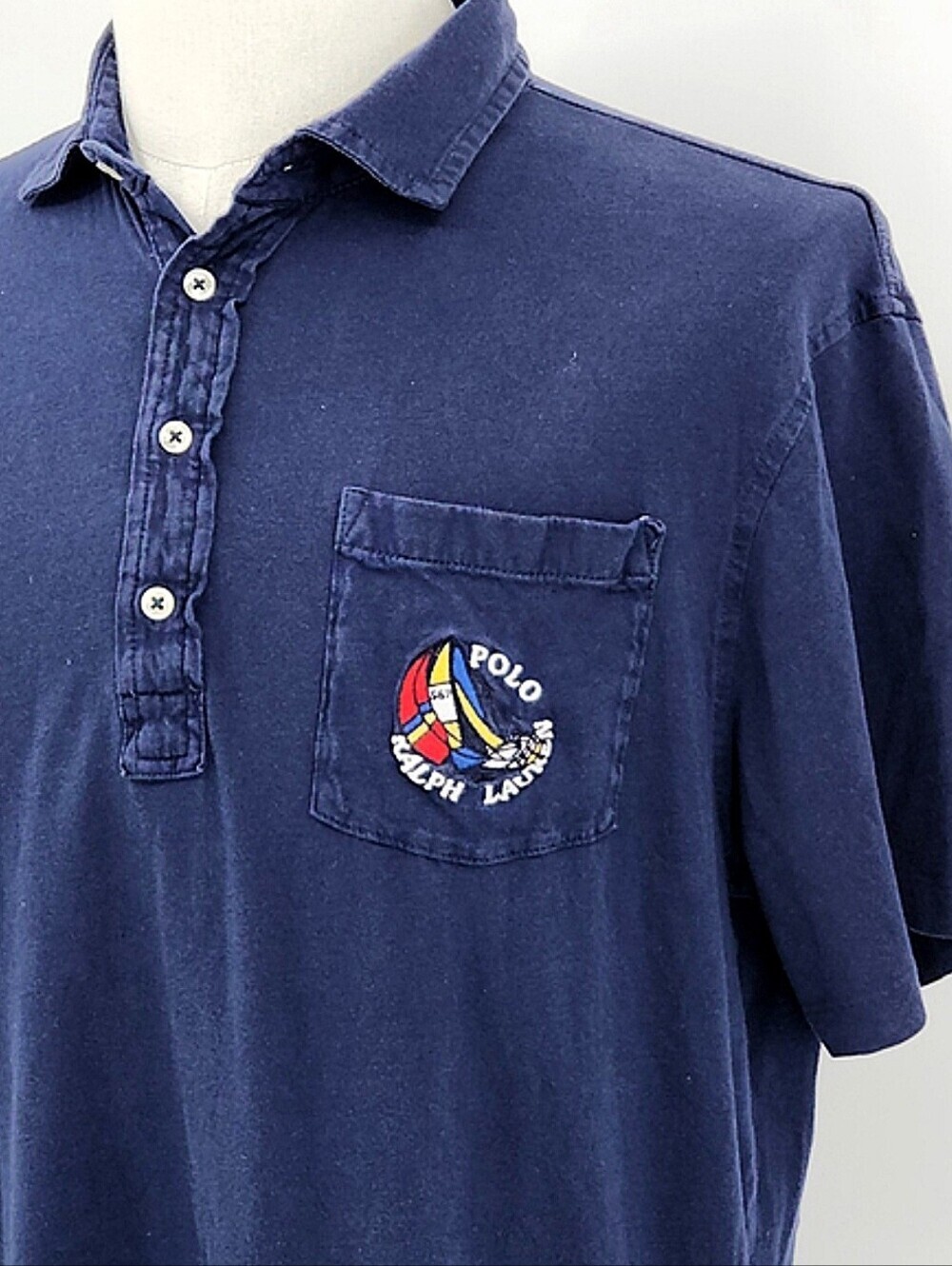 Polo Ralph Lauren Sailboat Pocket Polo Shirt Mens Large Navy Yacht Club USA